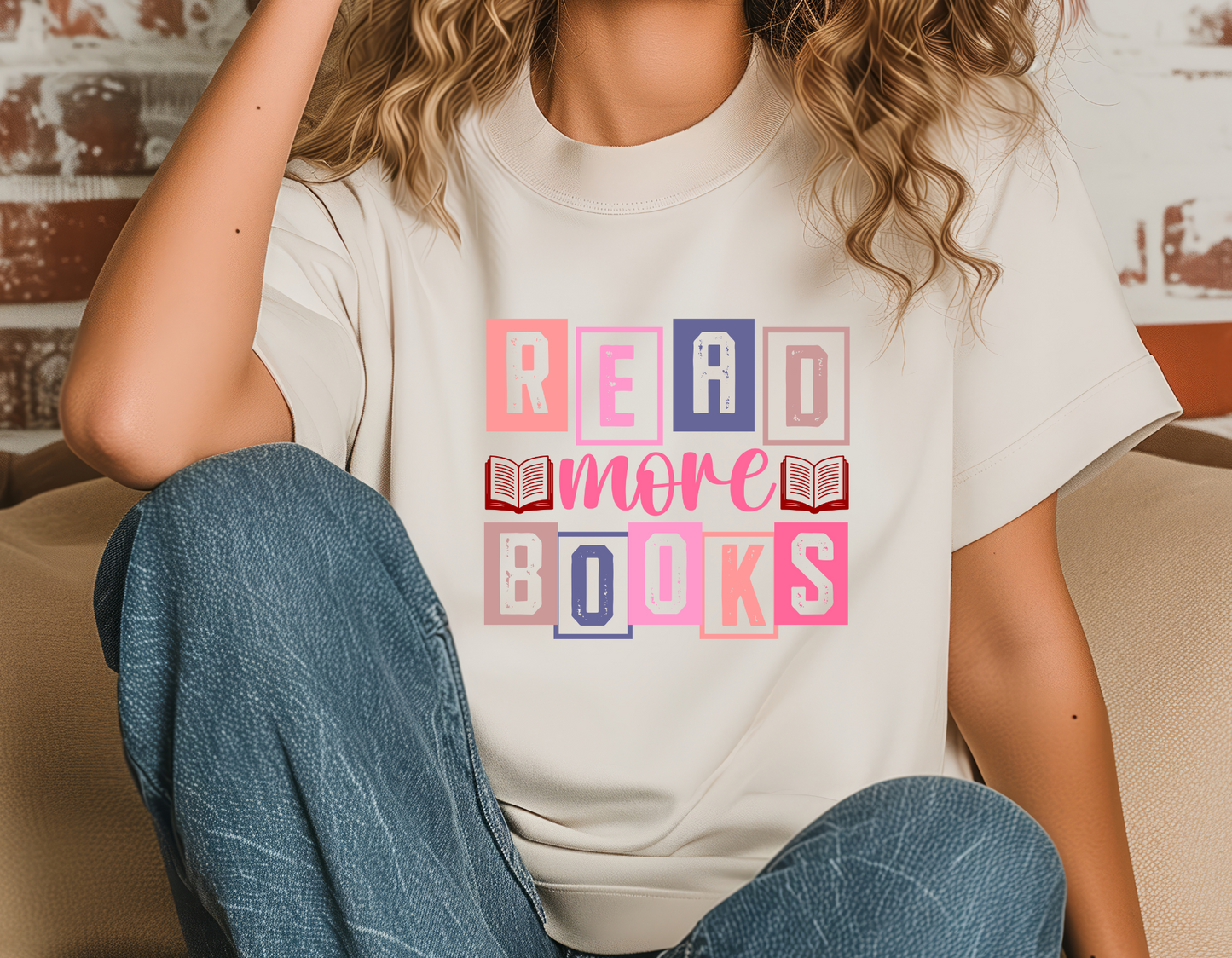 Colored read more books t-shirt