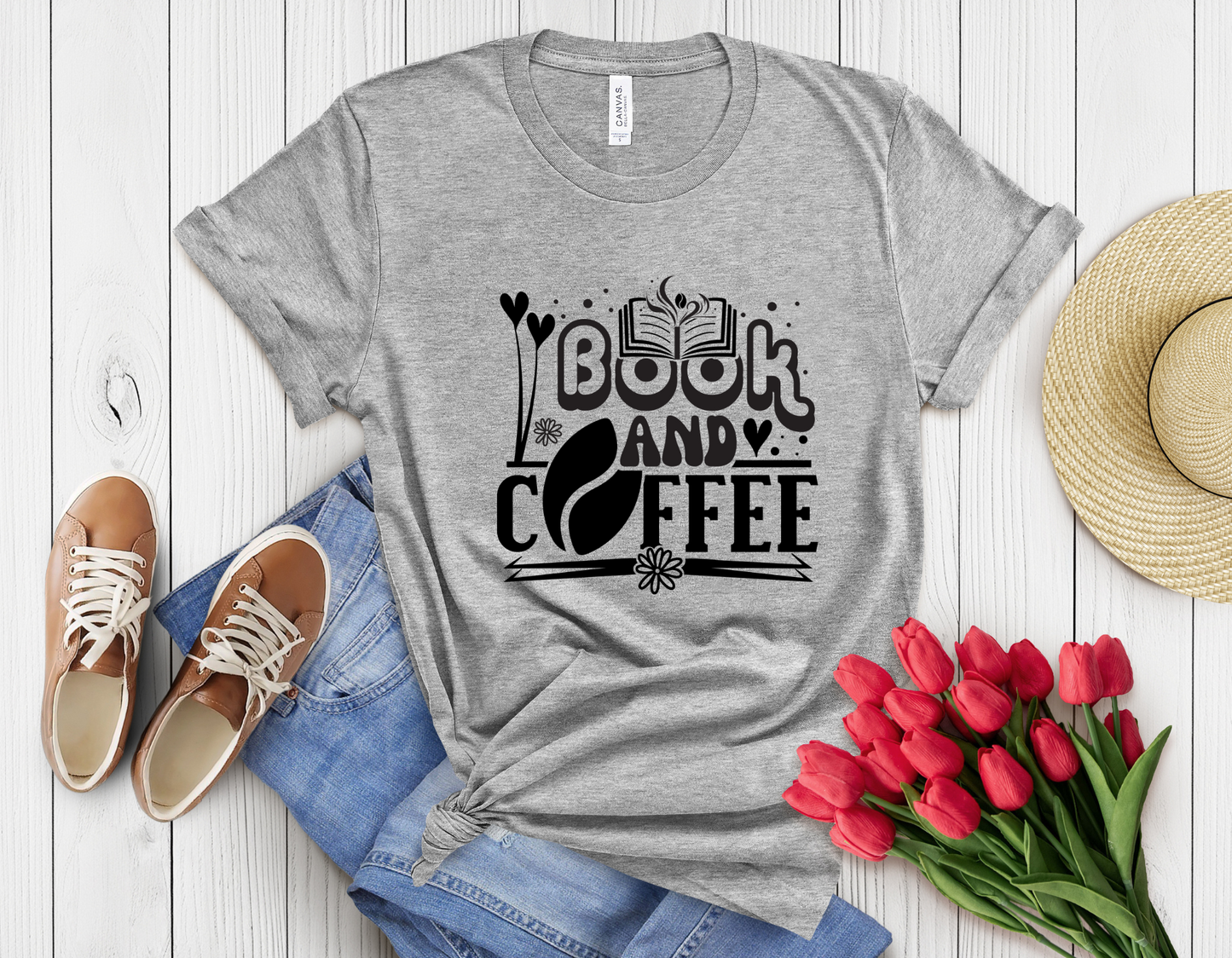 Coffee and book t-shirt