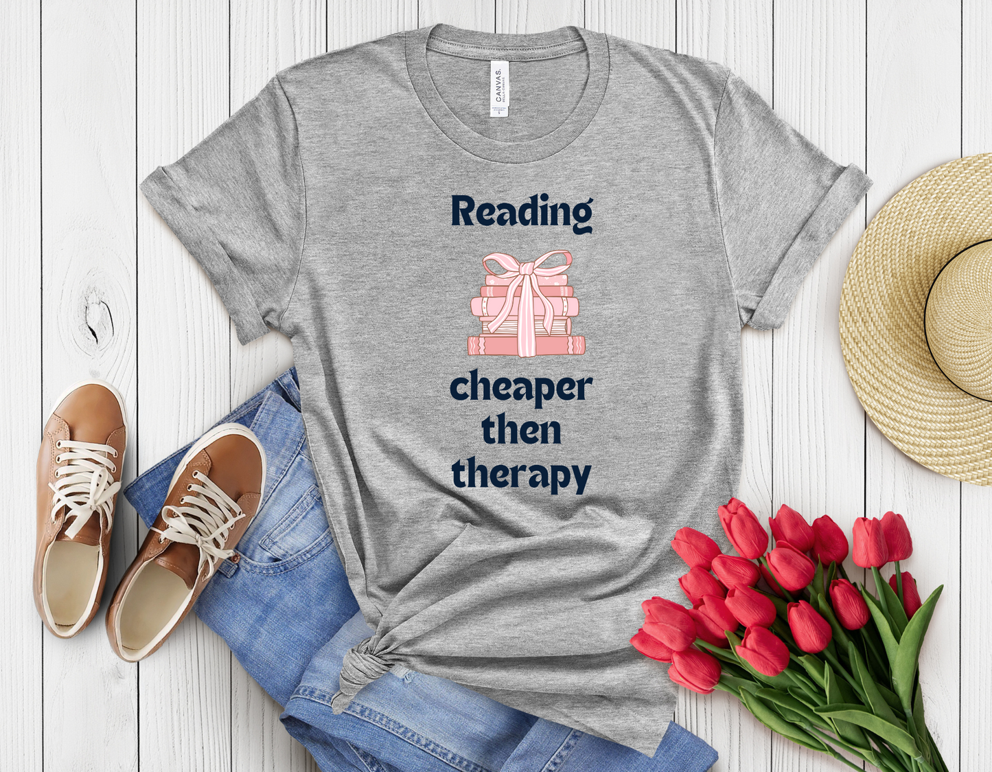 Reading cheaper than therapy t-shirt