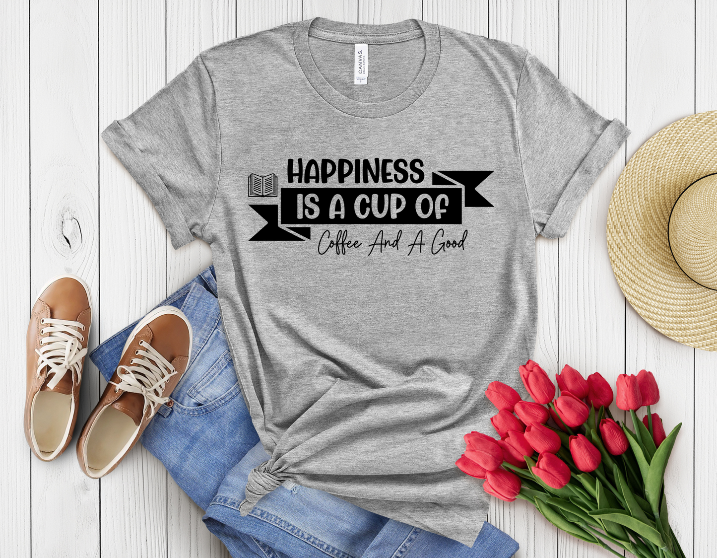 Happiness is good book t-shirt