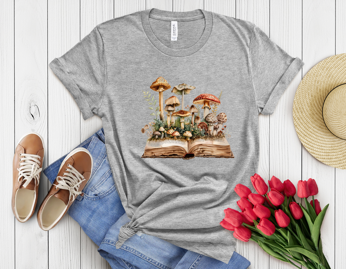 Mushroom book t-shirt