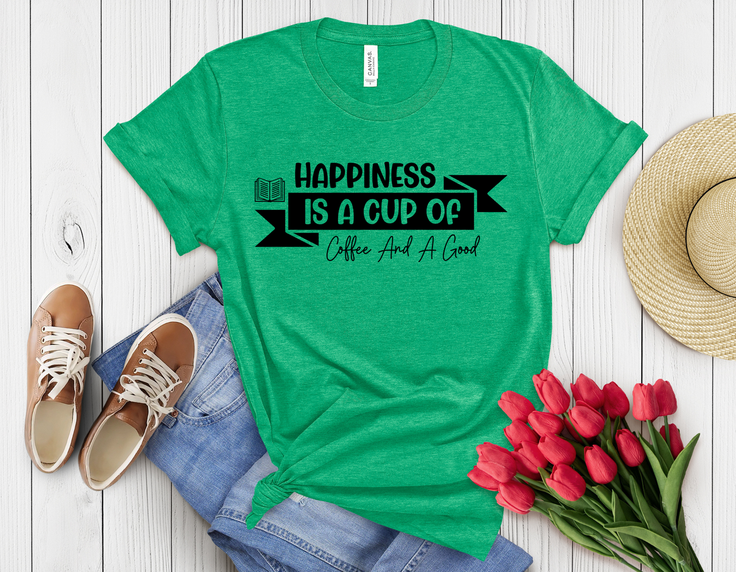 Happiness is good book t-shirt