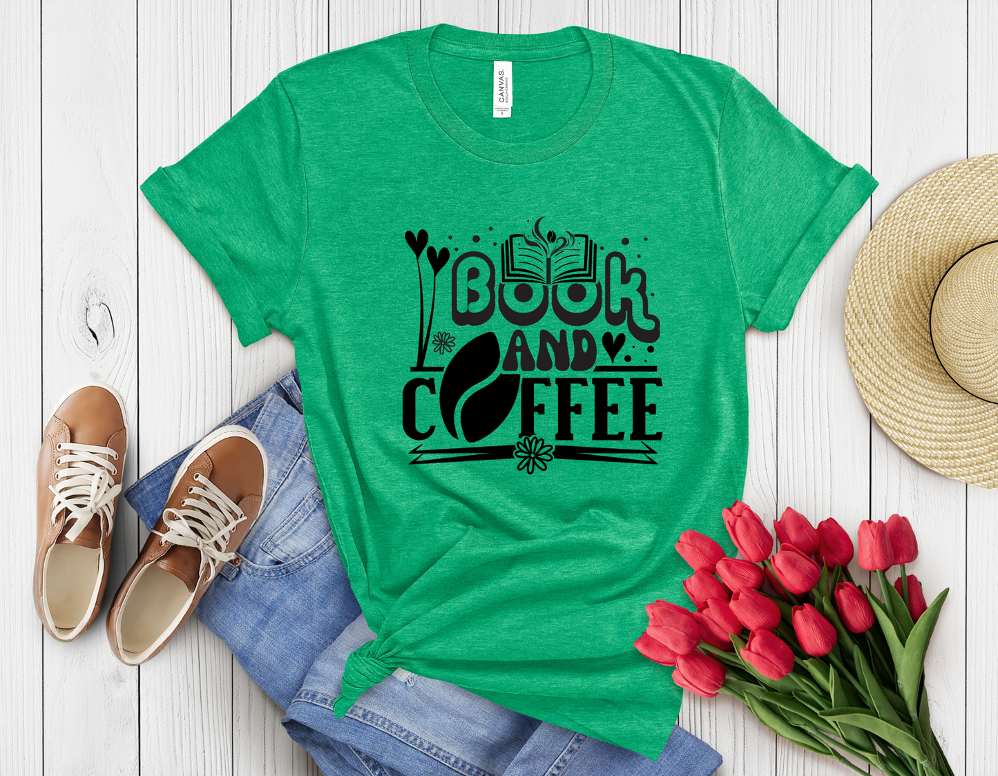 Coffee and book t-shirt