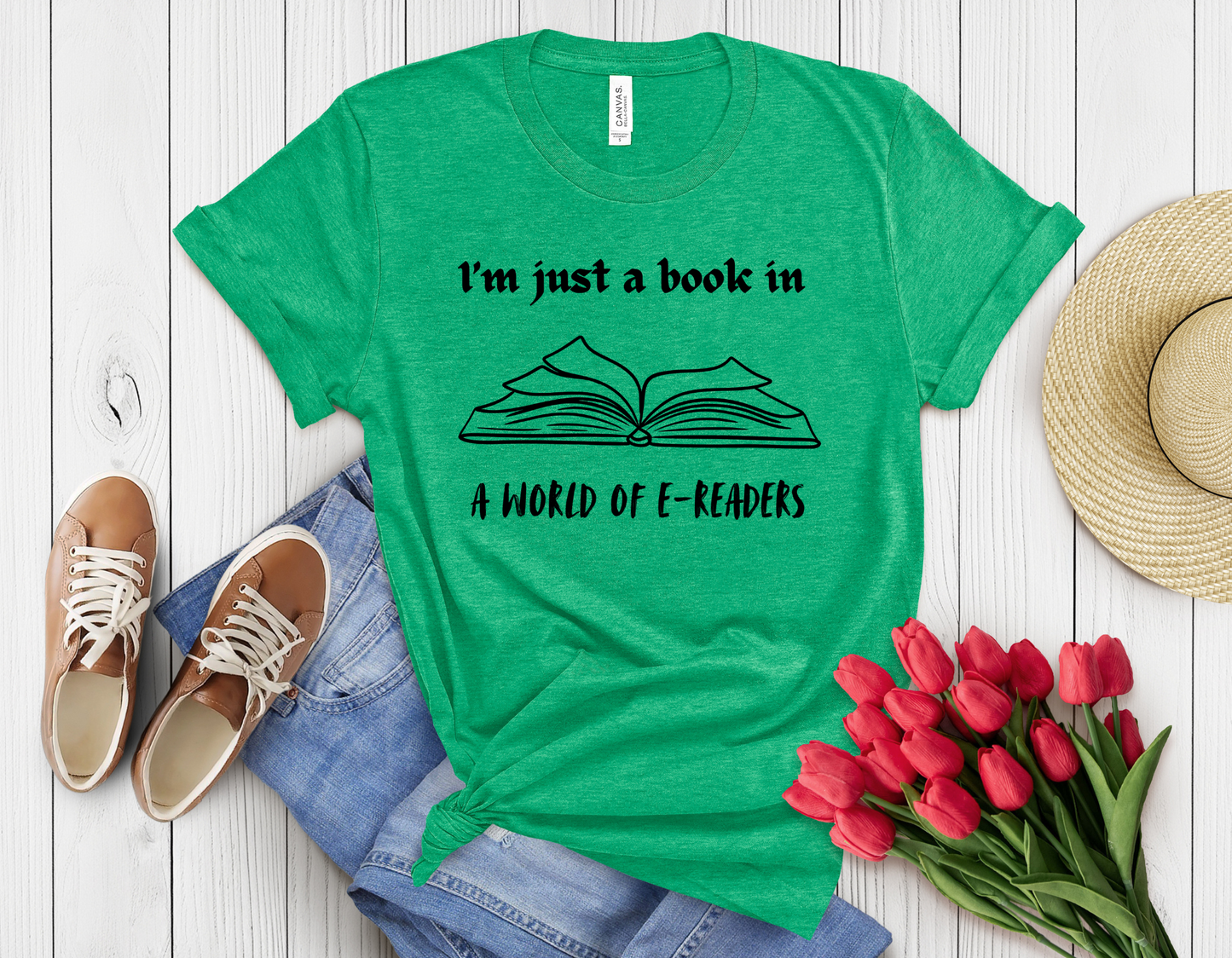 E-reader book t-shirt