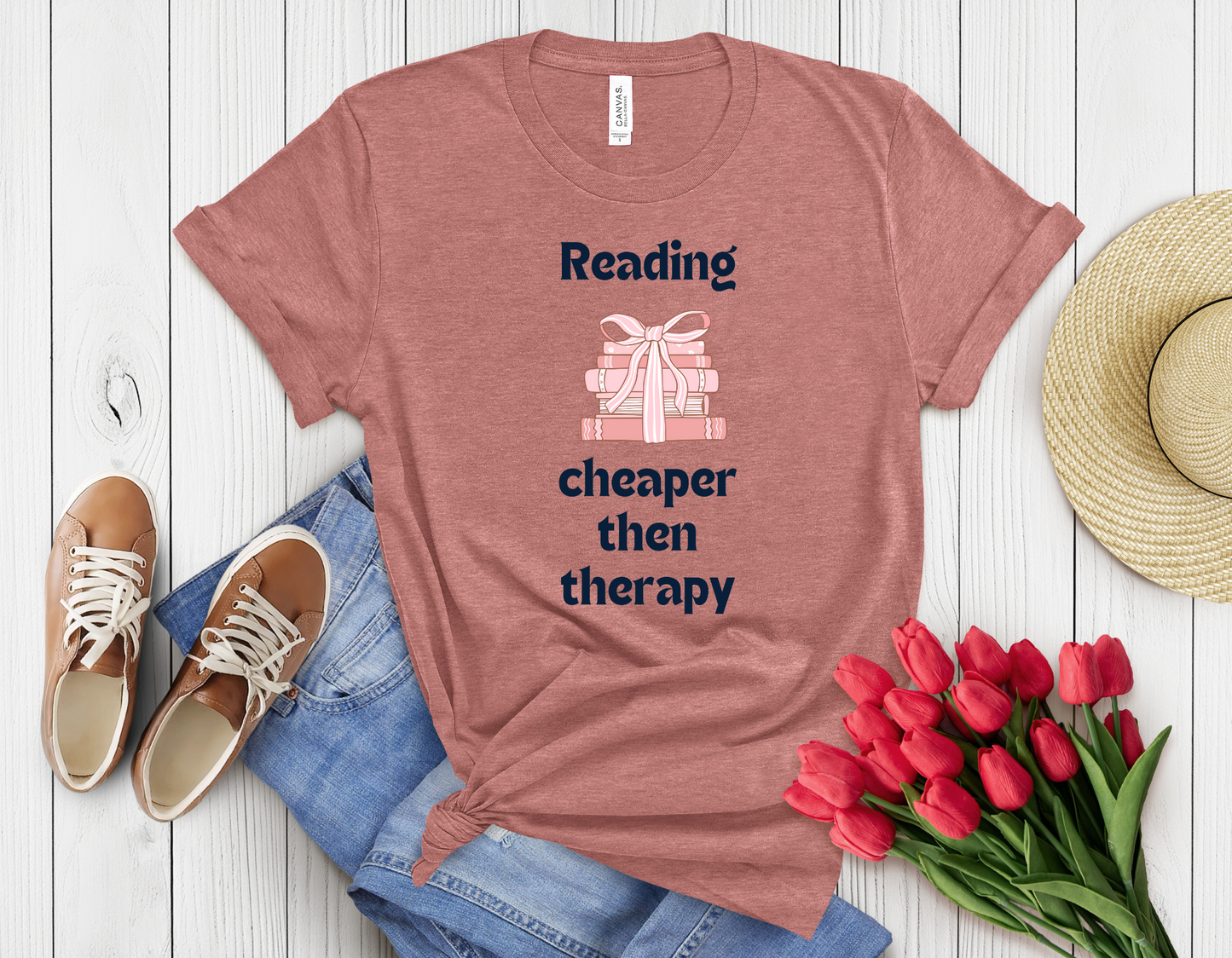 Reading cheaper than therapy t-shirt