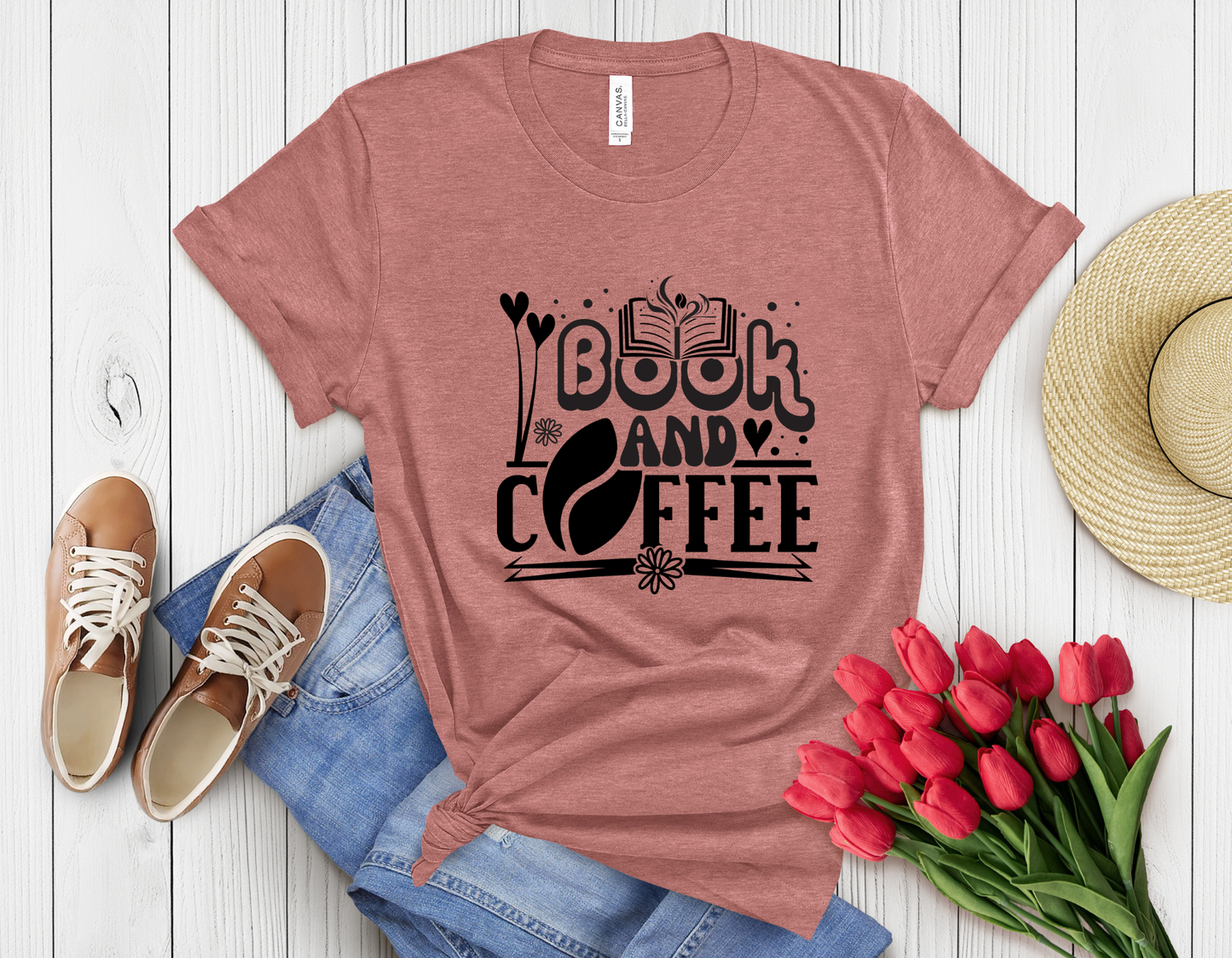 Coffee and book t-shirt