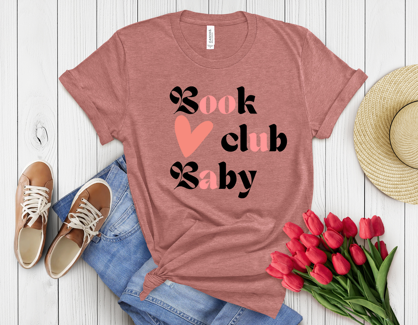 Heart book club t-shirt