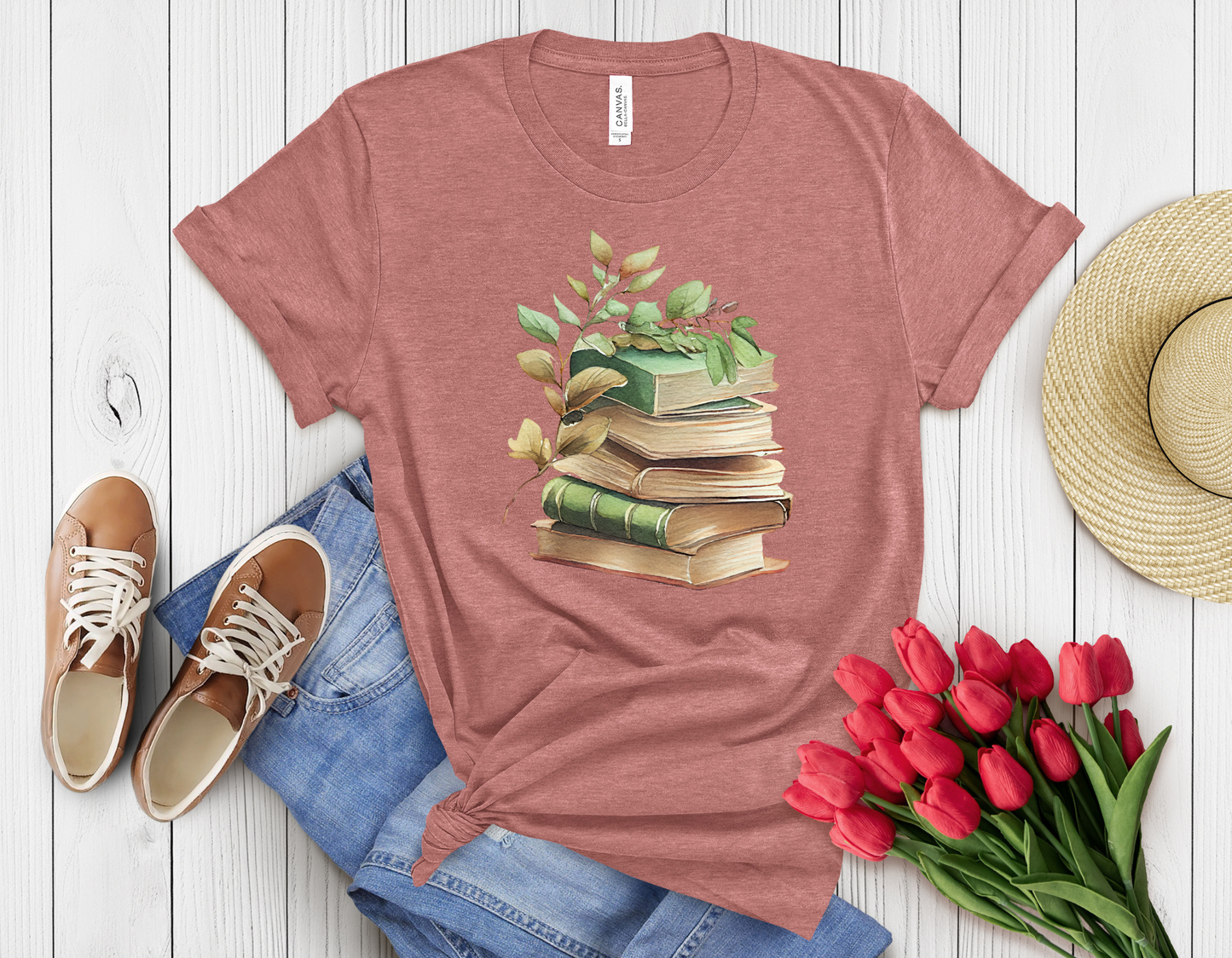 Floral book t-shirt