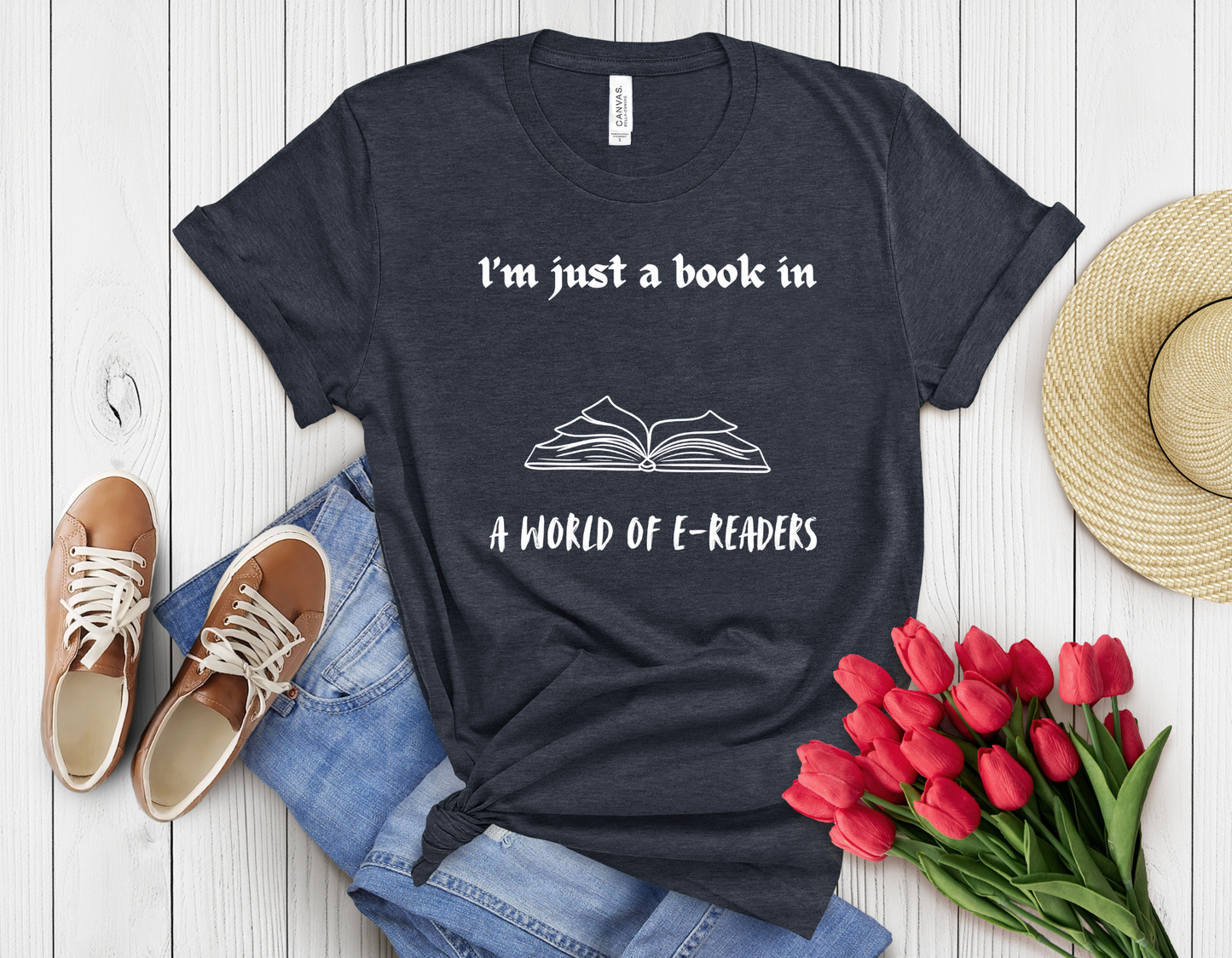 E-reader book t-shirt