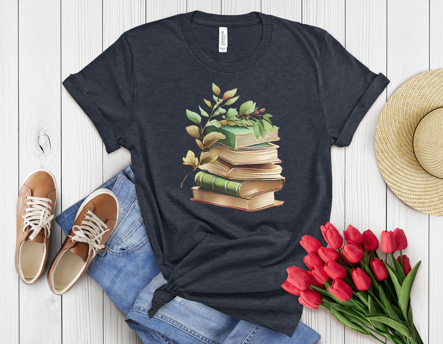 Floral book t-shirt