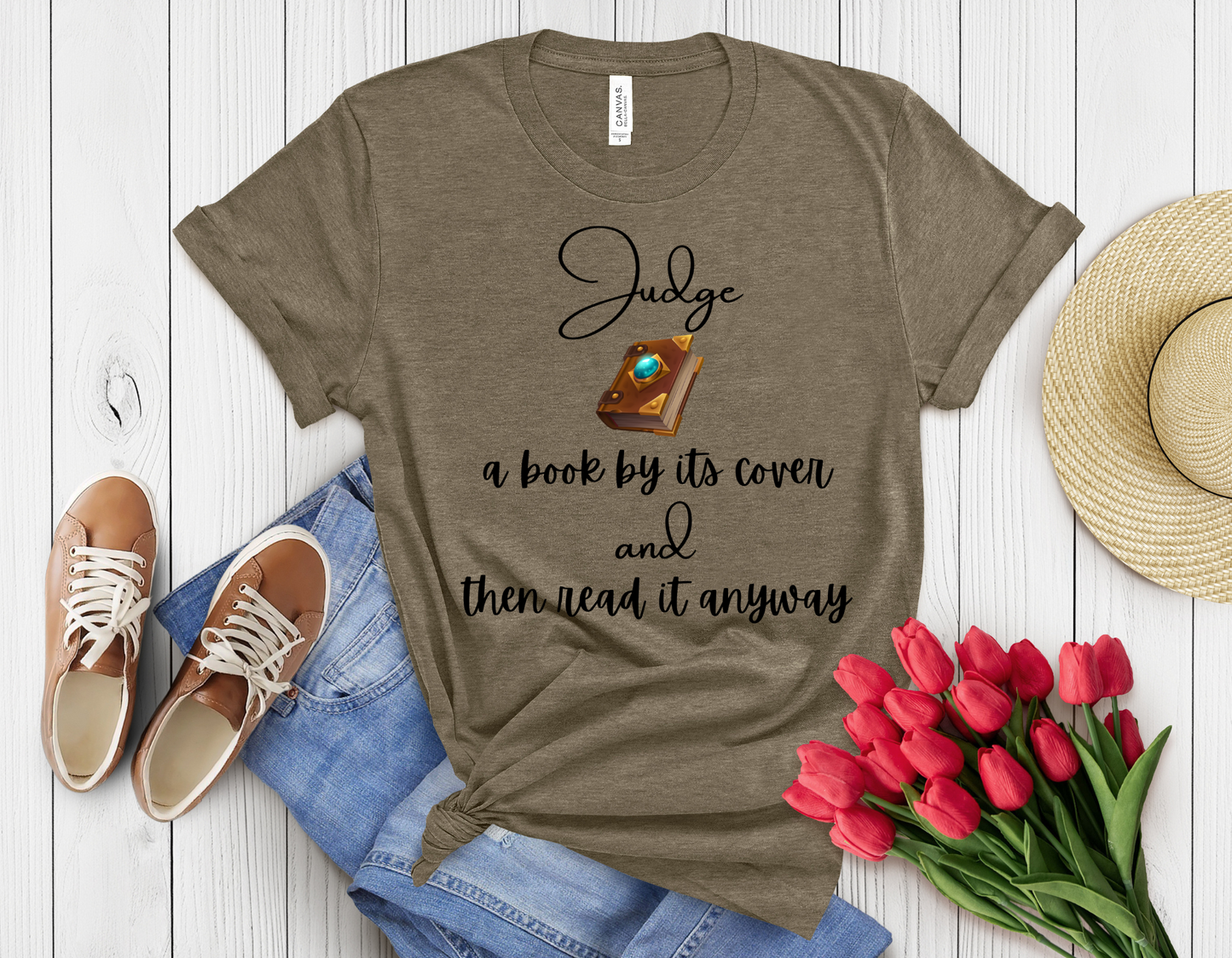 Judge a book by its cover tee t-shirt