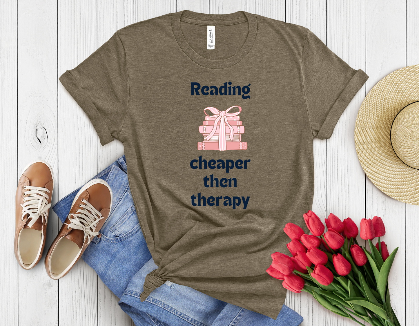 Reading cheaper than therapy t-shirt