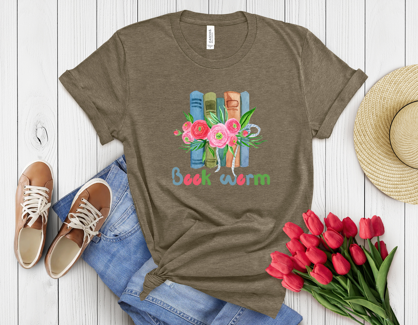 Colorful book worm t-shirt