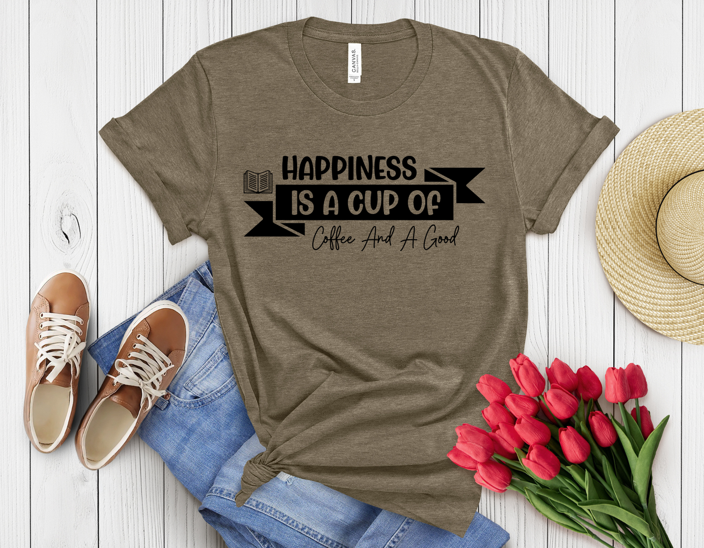 Happiness is good book t-shirt