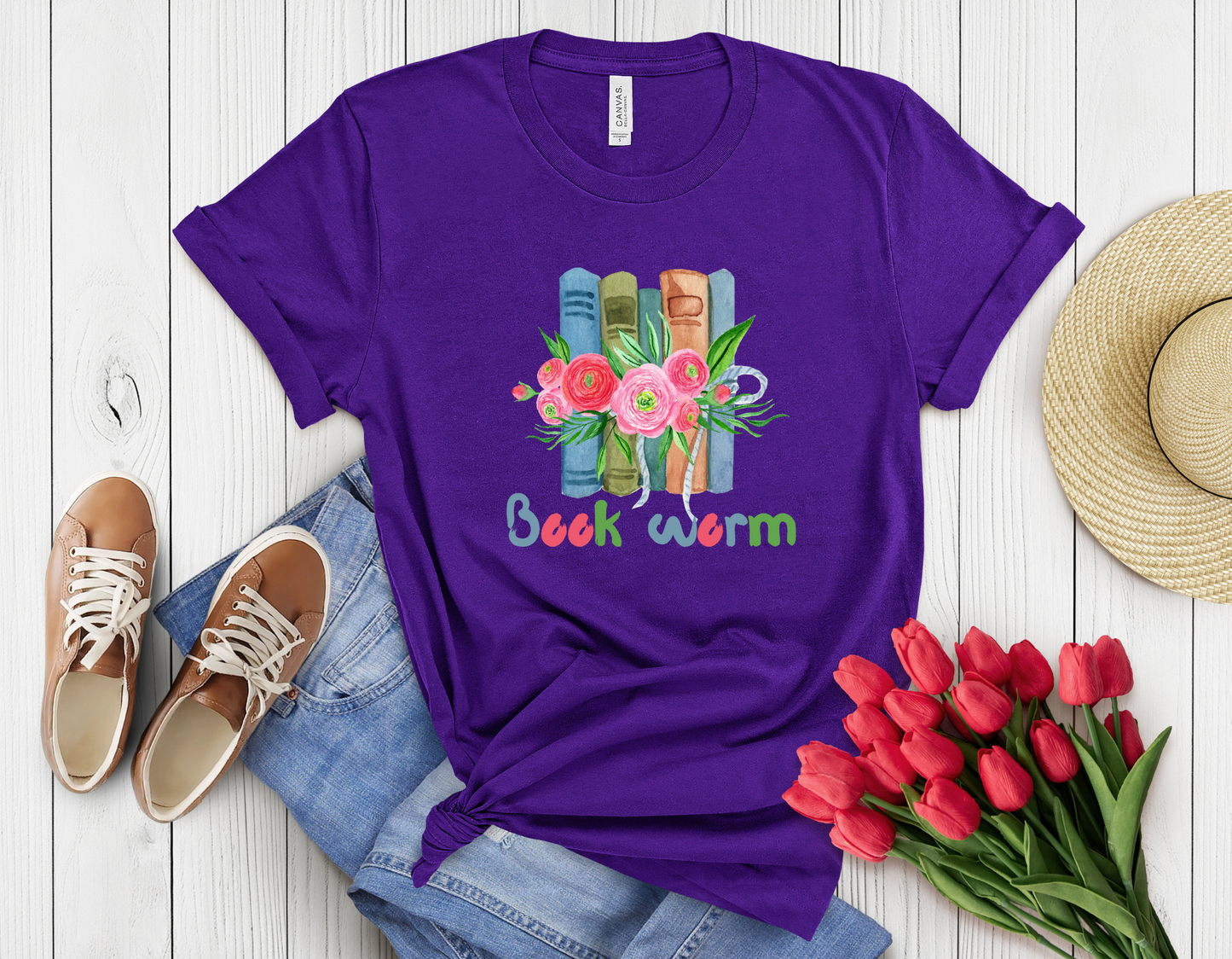 Colorful book worm t-shirt