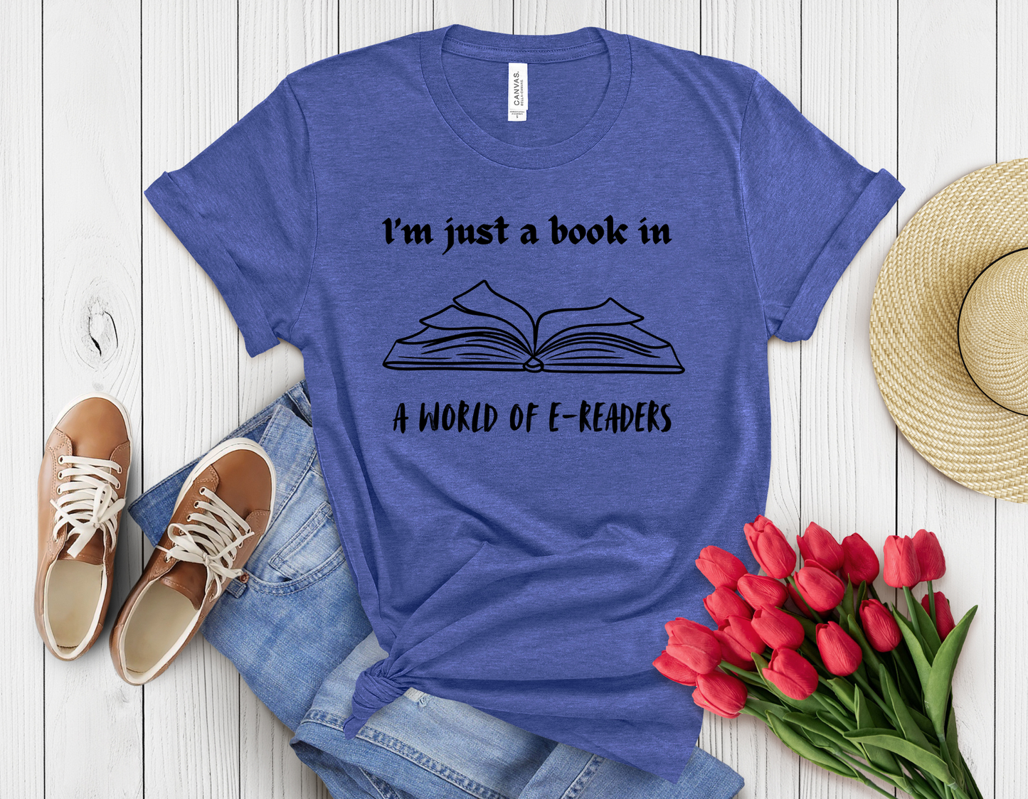 E-reader book t-shirt