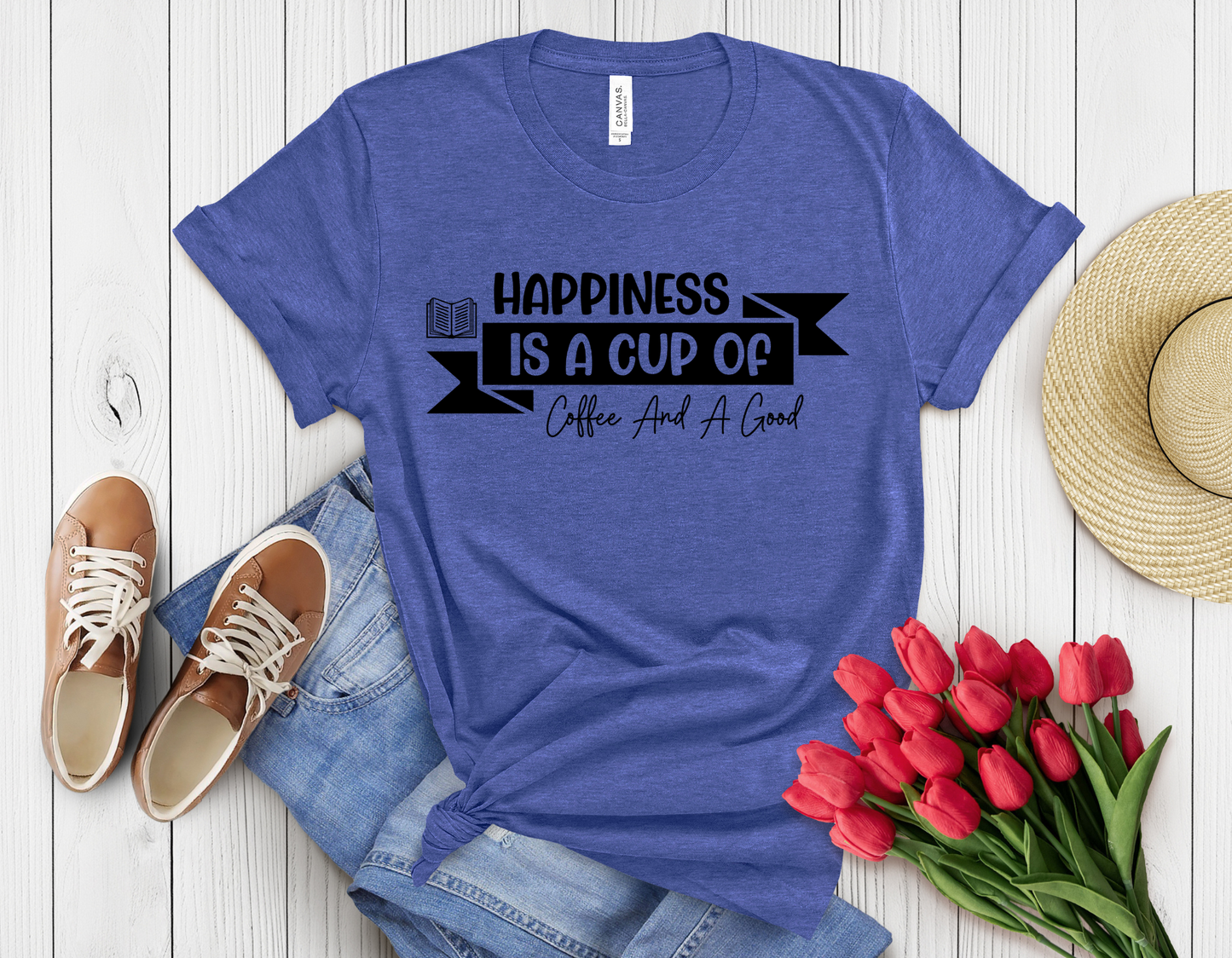 Happiness is good book t-shirt