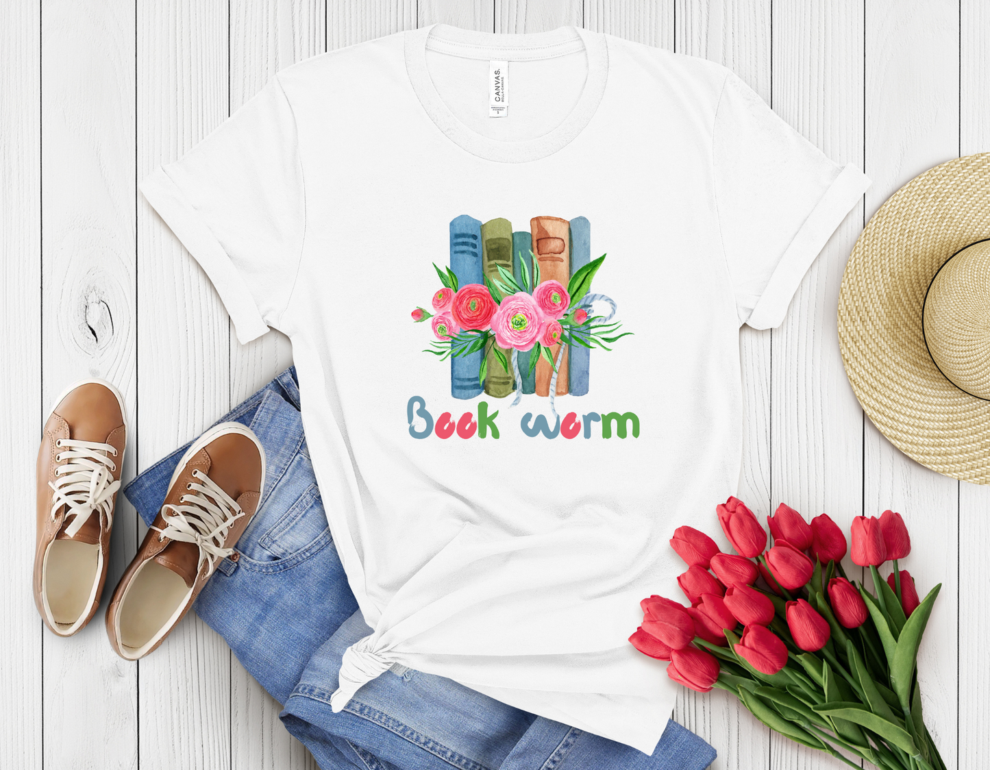 Colorful book worm t-shirt