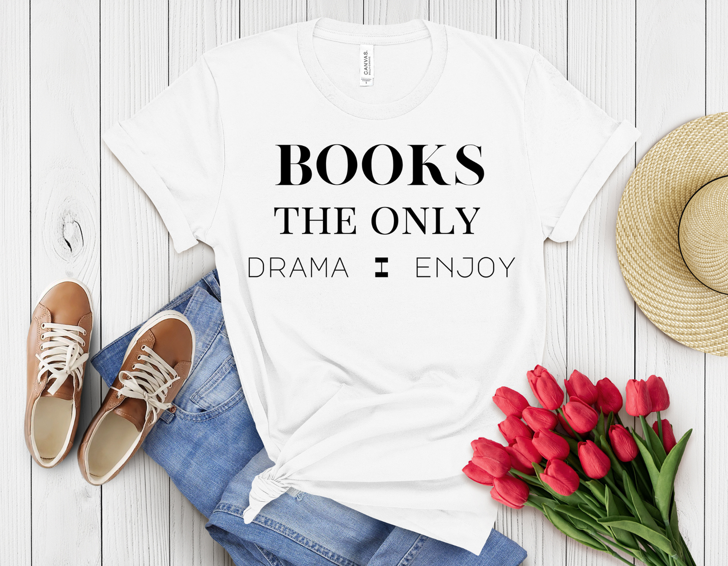 Books are the only drama I care t-shirt