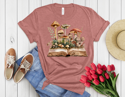 Mushroom book t-shirt