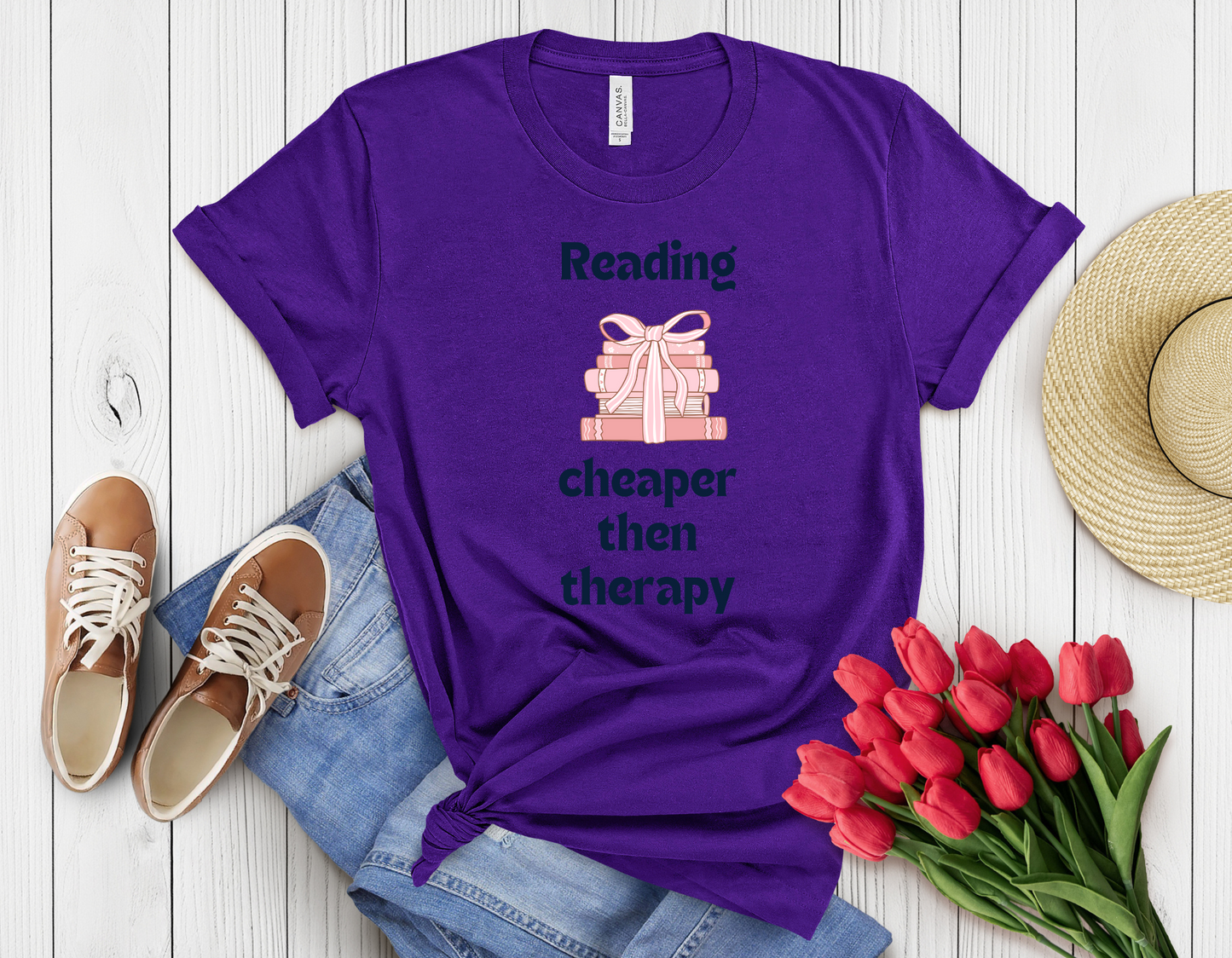 Reading cheaper than therapy t-shirt