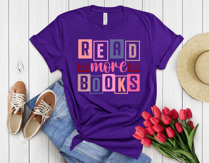 Colored read more books t-shirt