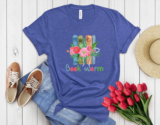 Colorful book worm t-shirt