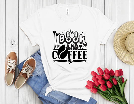 Coffee and book t-shirt